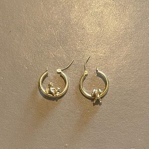 Vintage 14k Yellow Gold Angel Hoops